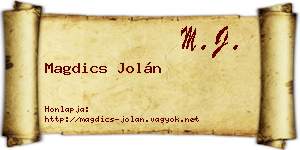 Magdics Jolán névjegykártya