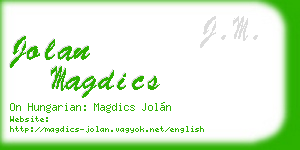 jolan magdics business card